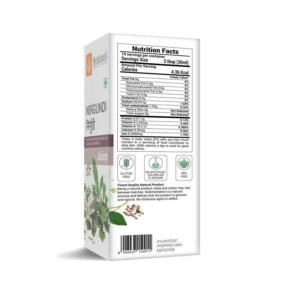 Nirgundi Juice Nutrition Facts