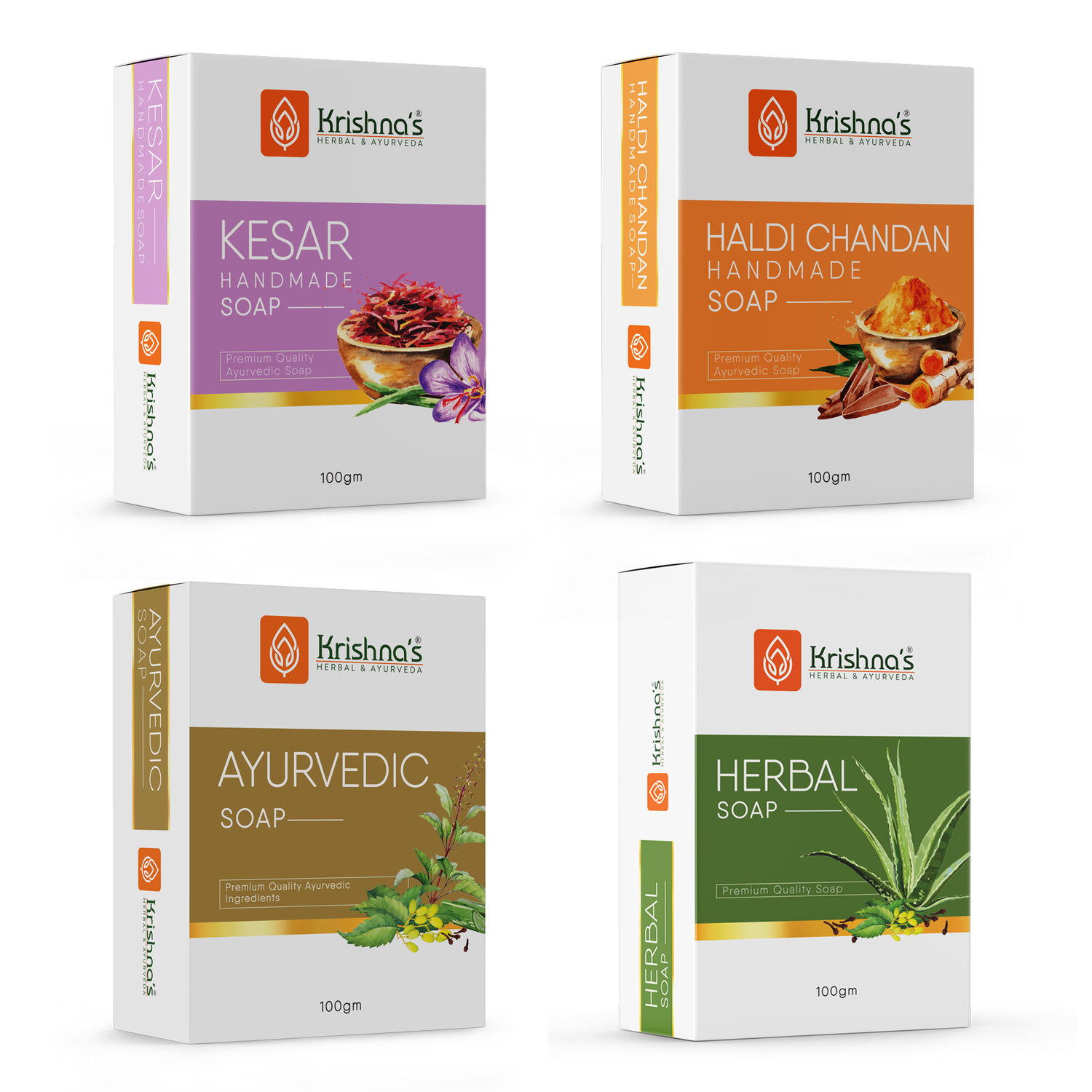 Natural Handmade Soaps Combo -Haldi Chandan | Kesar | Ayurvedic Soap | Herbal Soap