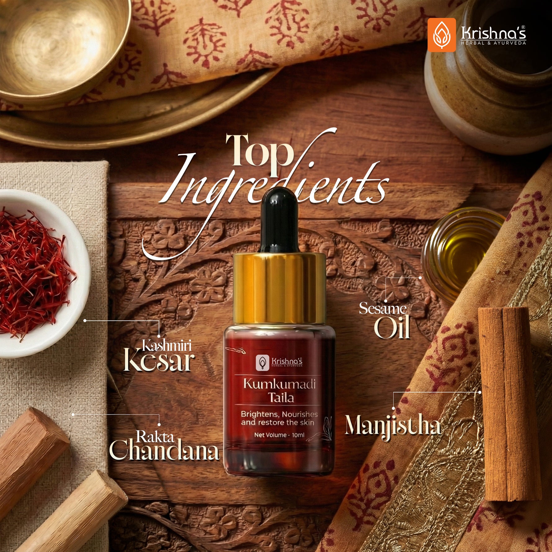 Top ingredients Kumkumadi oil 
