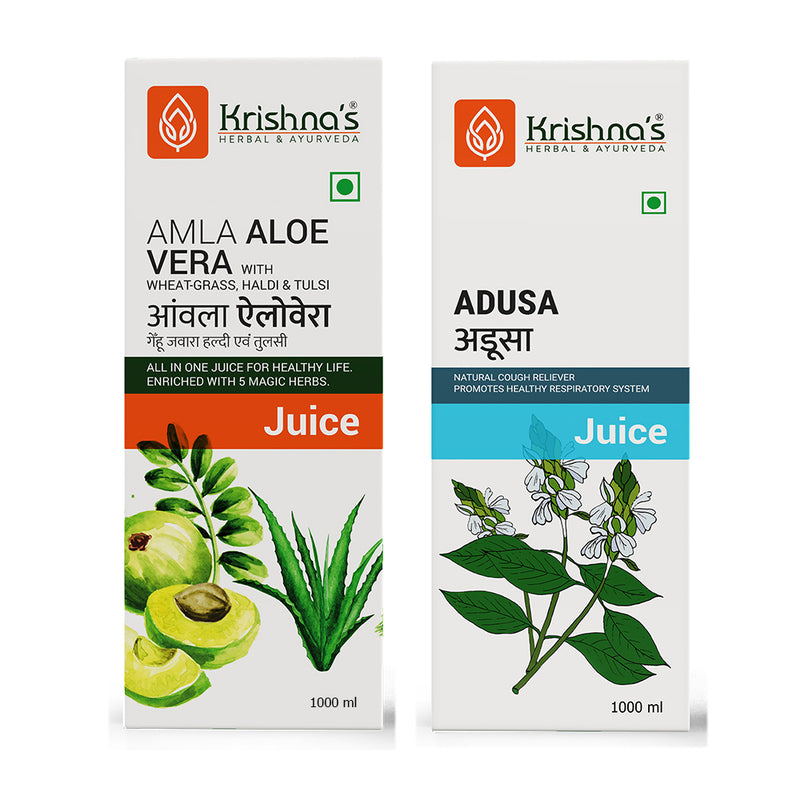 Amla Aloe Vera Wheat grass Haldi Tulsi Juice 1000 ml | Adusa Juice 1000 ml