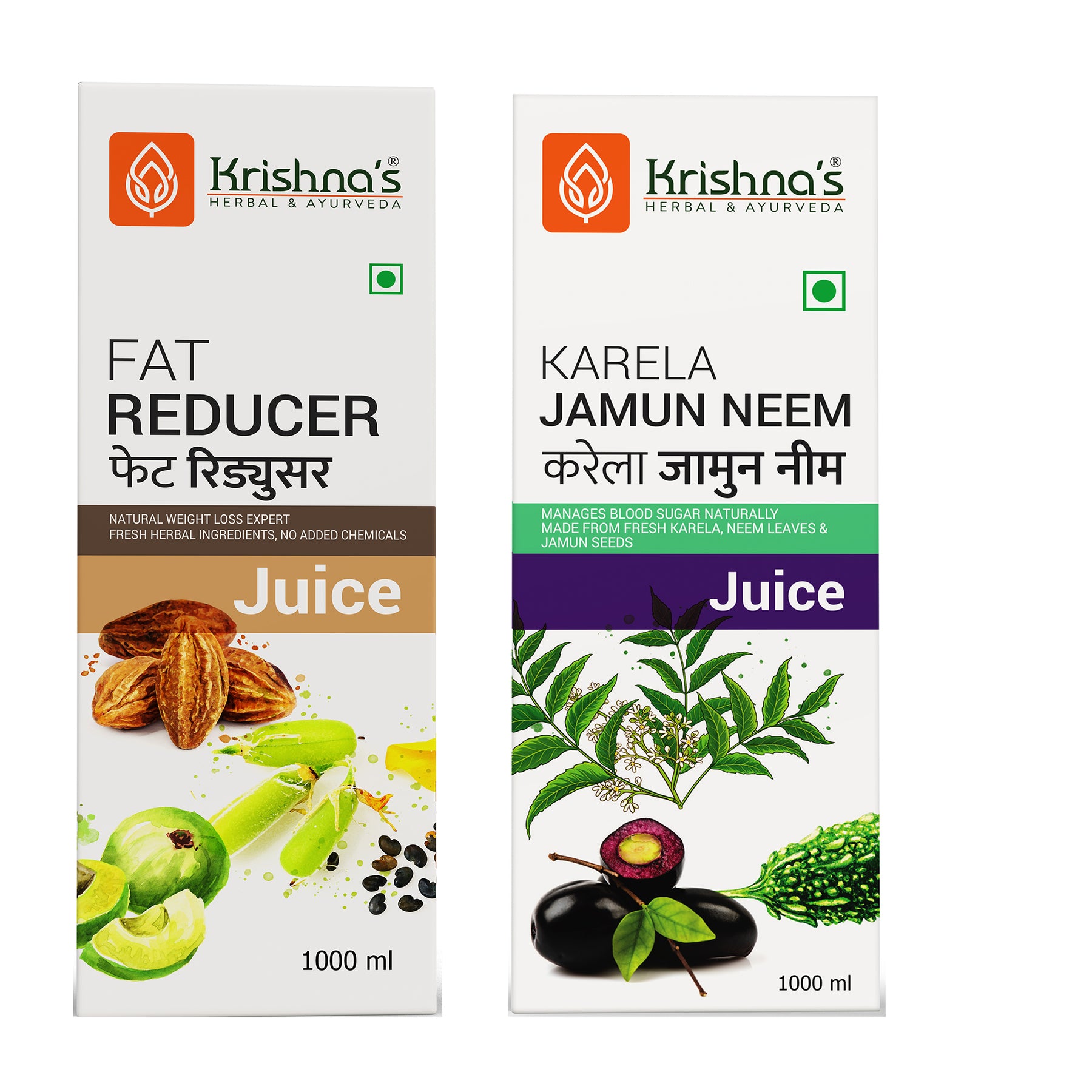Fat Reducer Juice 1000 ml Karela Jamun Neem Juice 1000 ml Krishna's