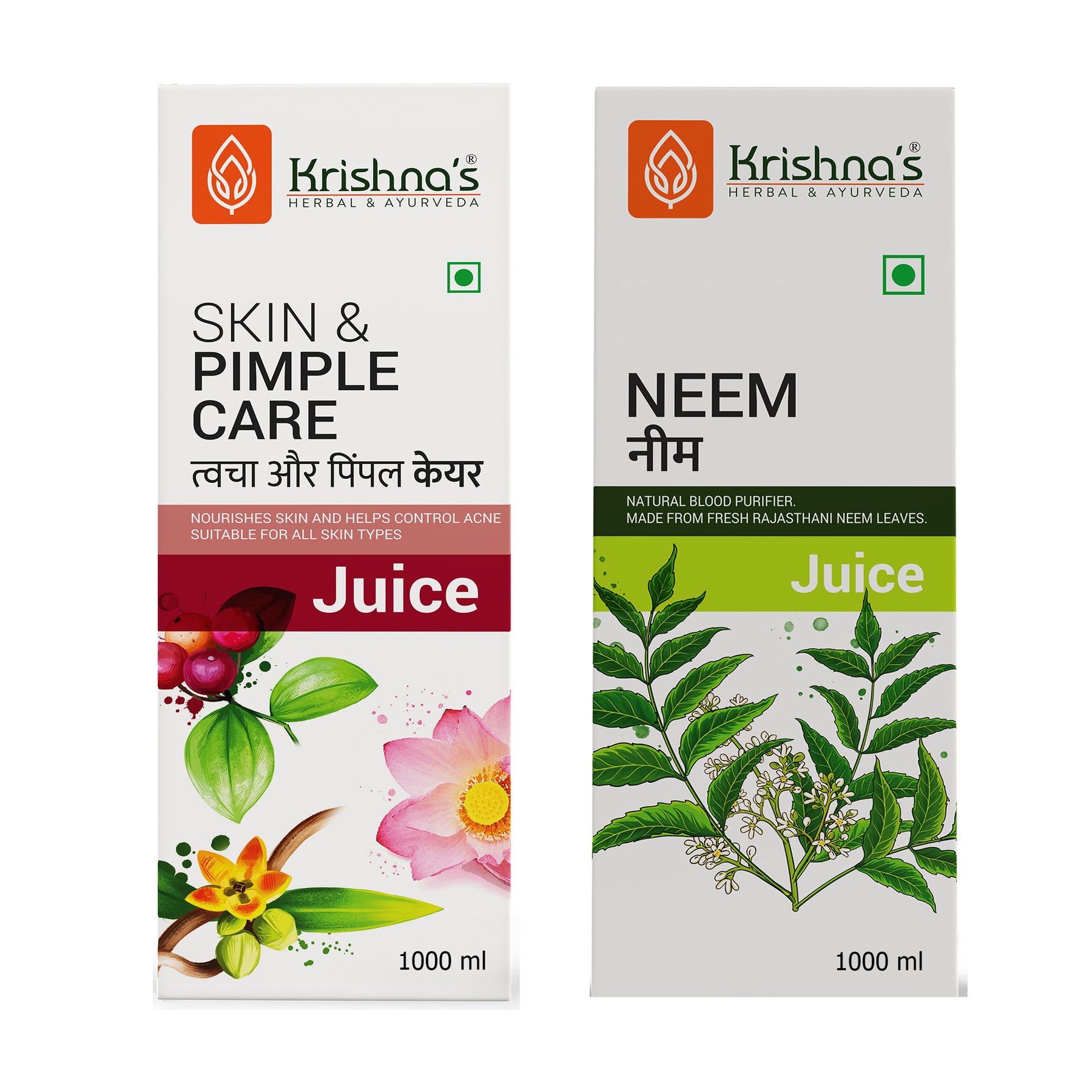 Skin & Pimple Care Juice 1000 ml Neem Juice 1000ml Krishna's Herbal & Ayurveda