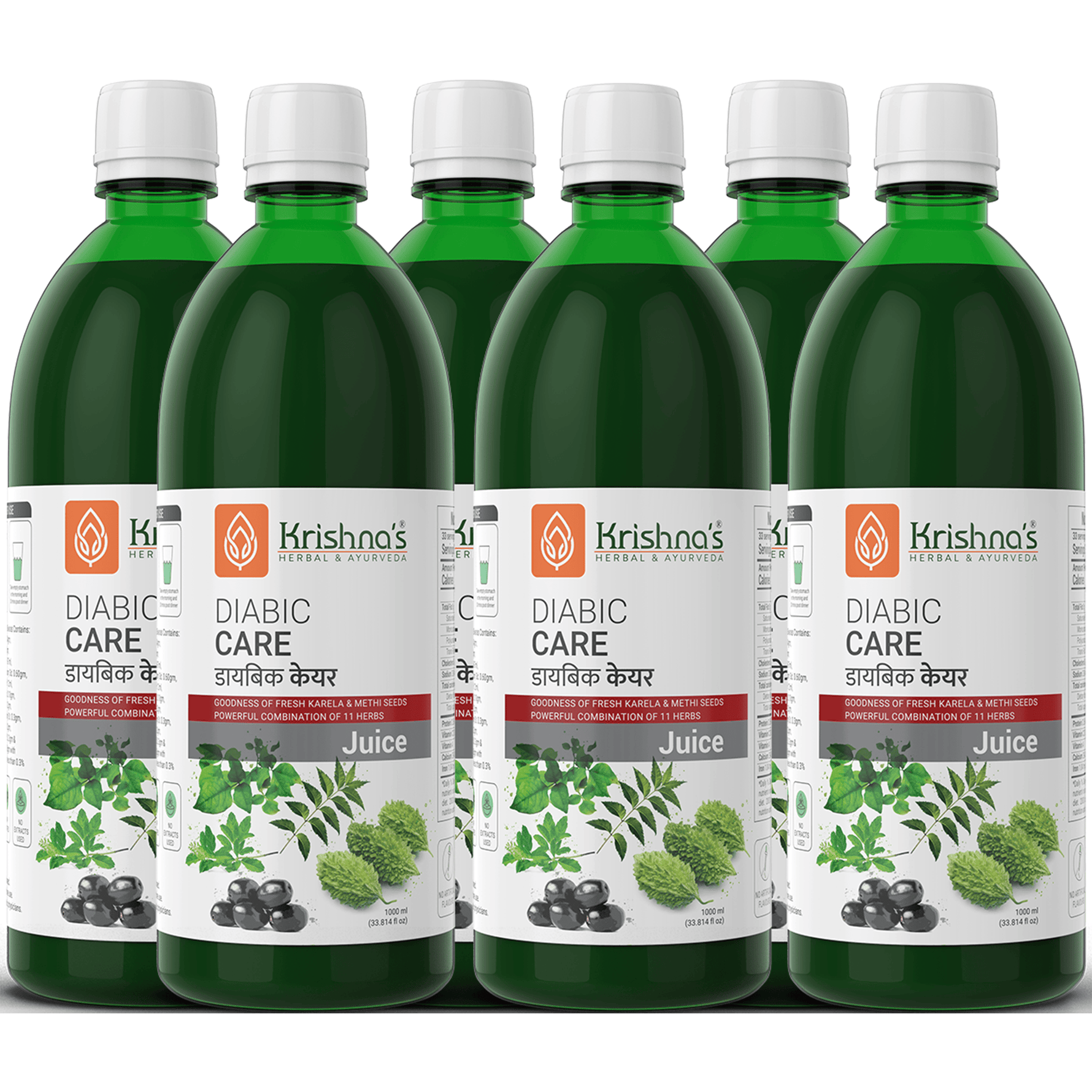 Multiple bottles of Krishna's Diabetic Care Juice