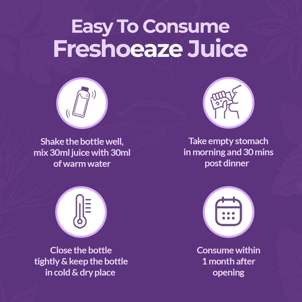 Easy to consume freshoeaze juice