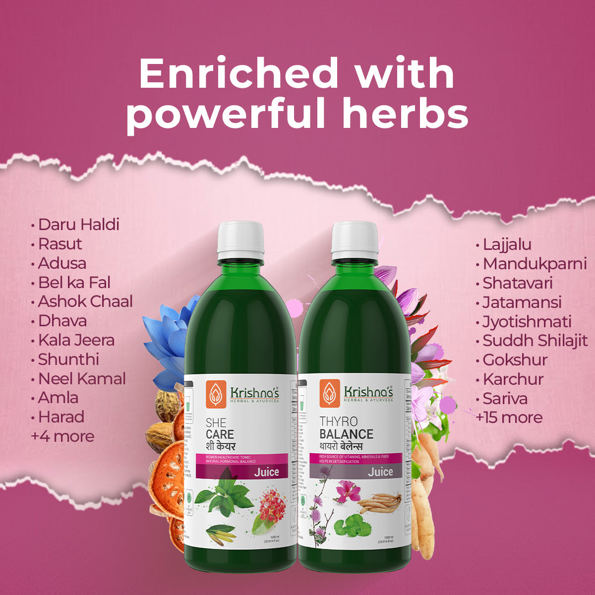 ingredients of she care & Thyro balance juice