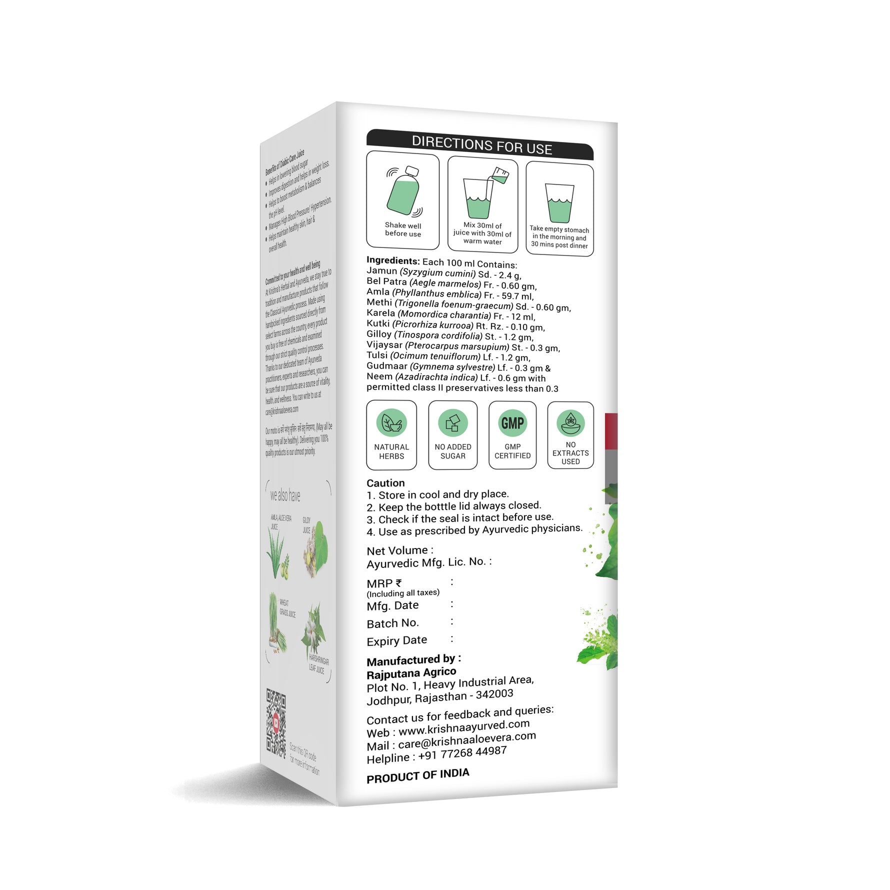 Direction To Use Diabic care juice