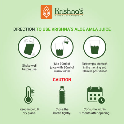 Directions to use Krishna's Ayurveda Aloe Amla Juice