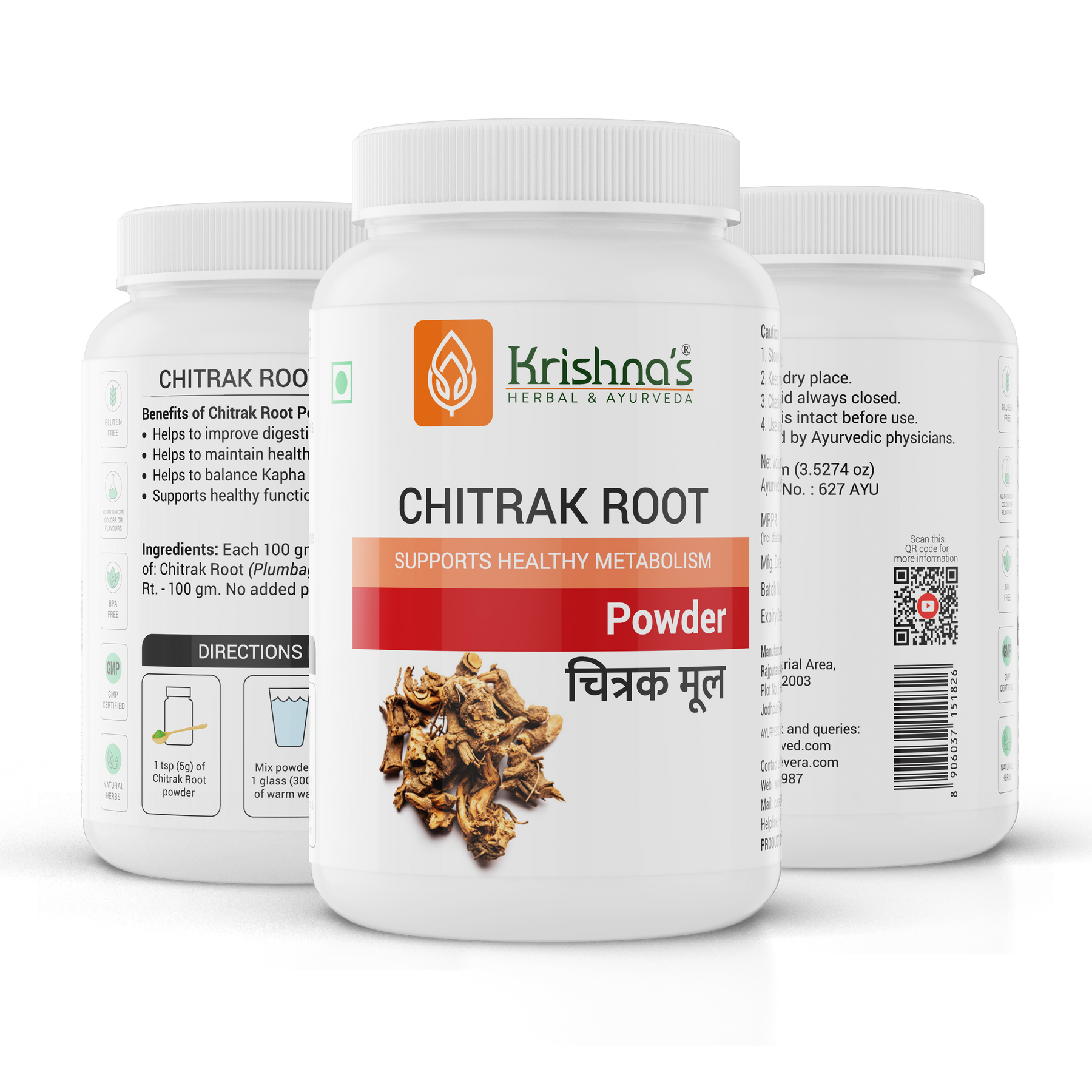 Buy Krishna's Ayurveda Chitrak Root (Plumbago zeylanica) Powder Online ...