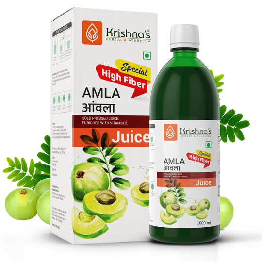 KRISHNA AYURVEDA PREMIUM AMLA JUICE HIGH FIBER Bottle of 1000 ML