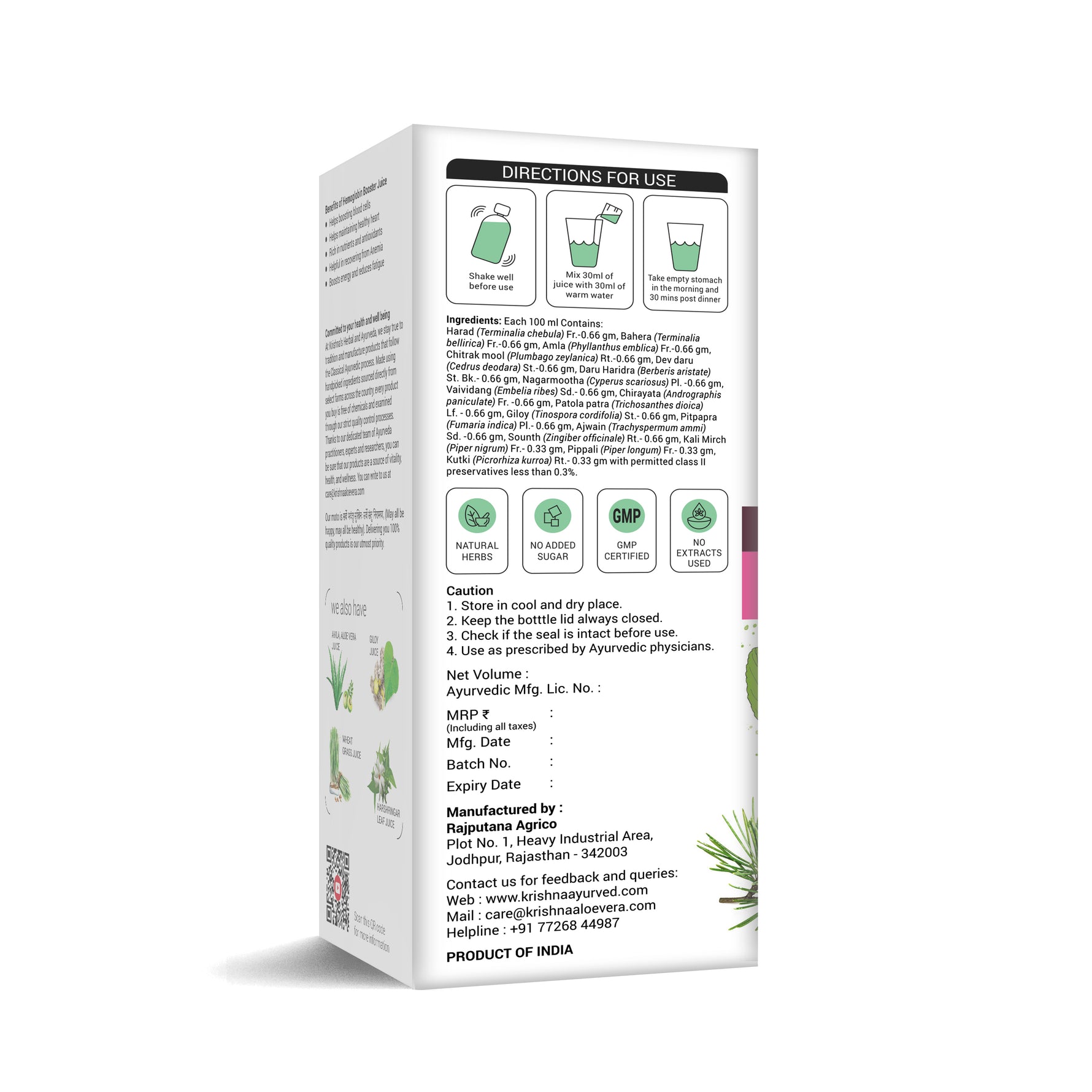 Hemoglobin Booster Juice Package Information