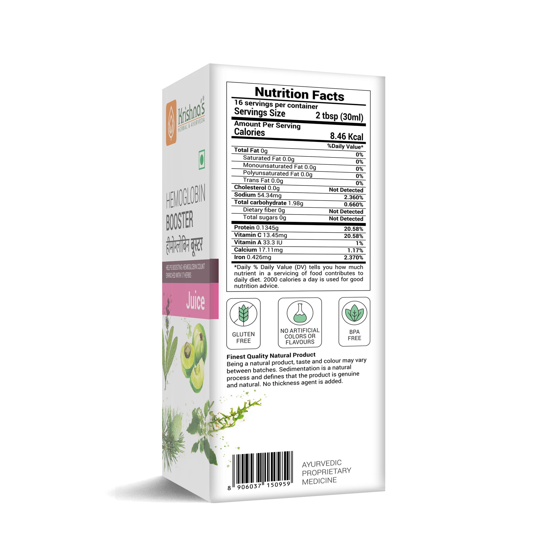 Hemoglobin Booster Juice Nutrition facts